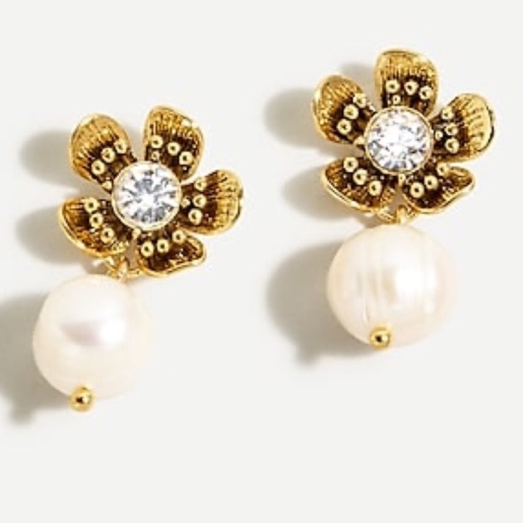 J. Crew Flower and Pearl Drop Earrings - Picture 2 of 5